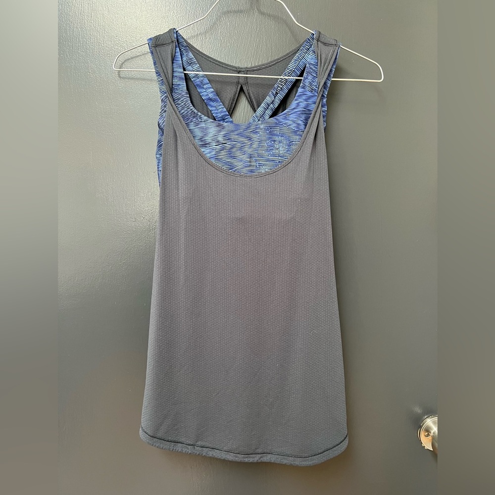 Lululemon Ready & Go Tank Built-In Bra Top Gray Blue Size 6